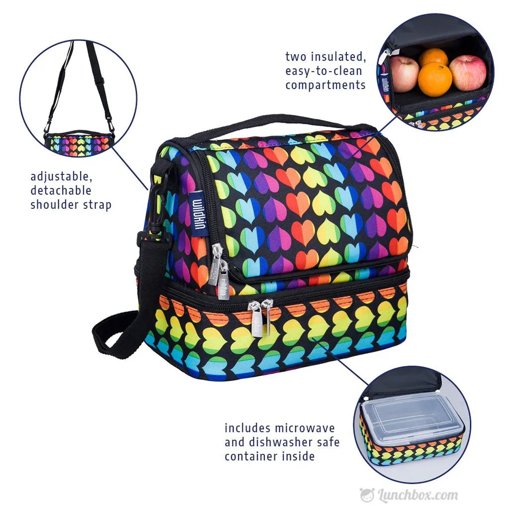 Double Decker Lunch Box - Rainbow Hearts