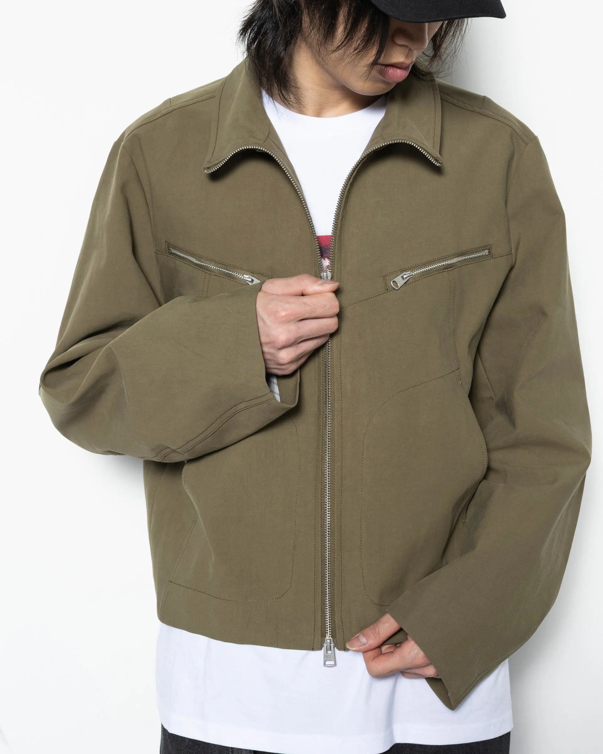 Double Placket Jacket in Khaki