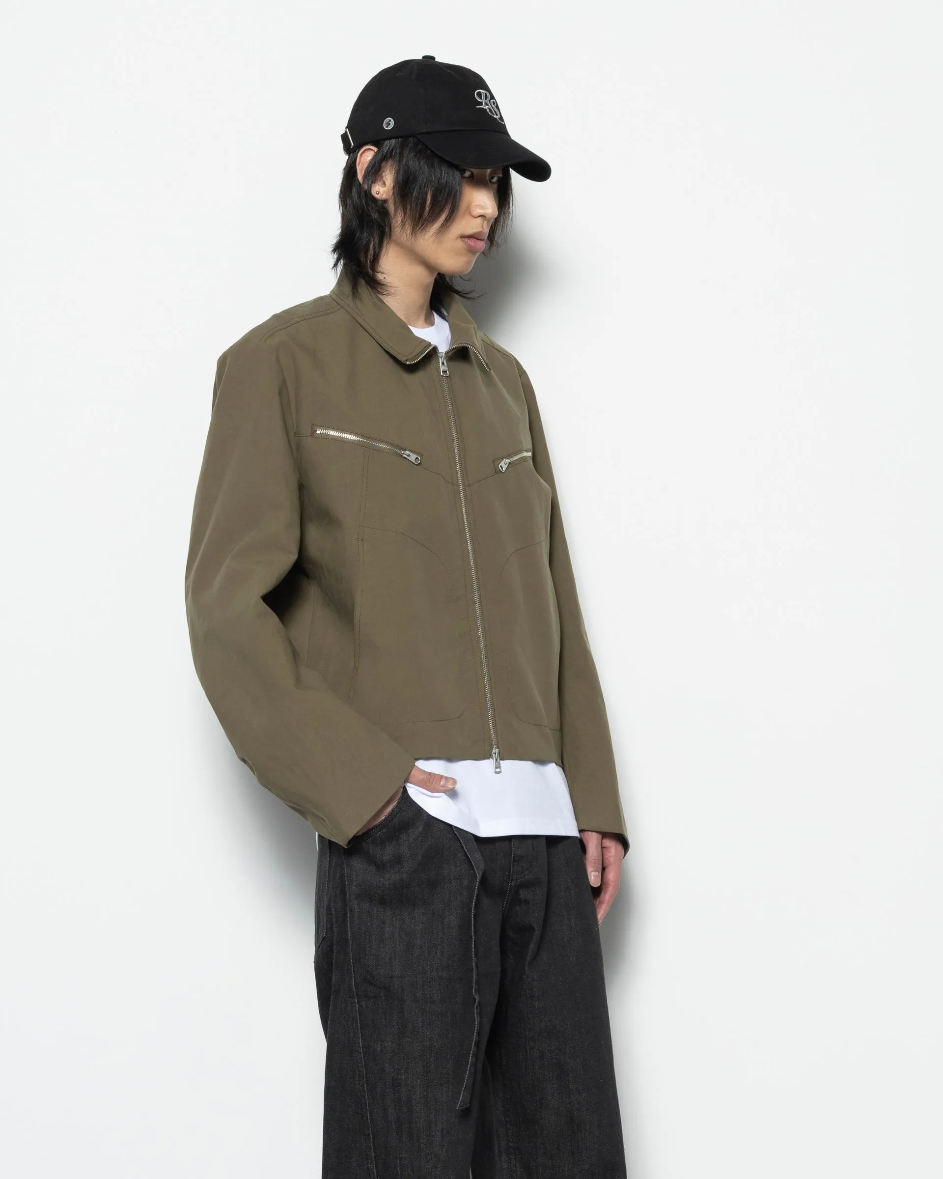 Double Placket Jacket in Khaki