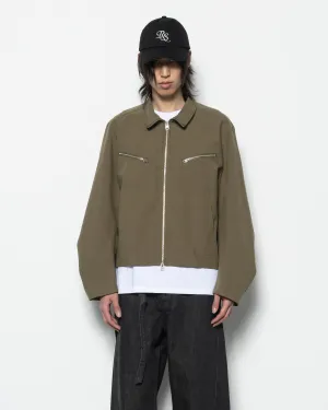 Double Placket Jacket in Khaki