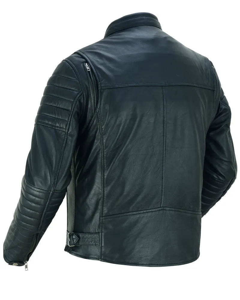 DS Men's Lightweight Drum Dyed Naked Lambskin Crossover Scooter - Black