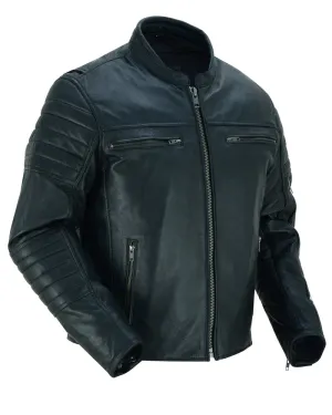 DS Men's Lightweight Drum Dyed Naked Lambskin Crossover Scooter - Black