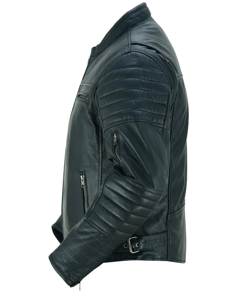 DS Men's Lightweight Drum Dyed Naked Lambskin Crossover Scooter - Black