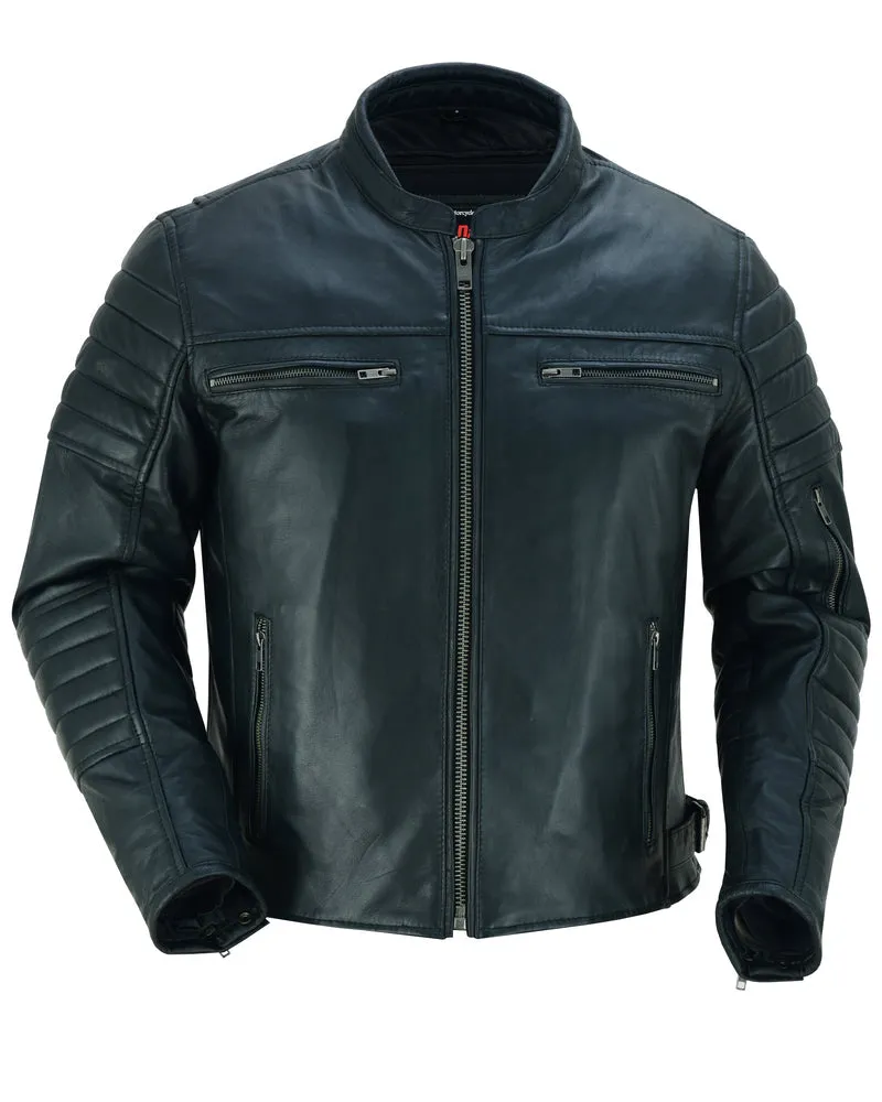 DS Men's Lightweight Drum Dyed Naked Lambskin Crossover Scooter - Black