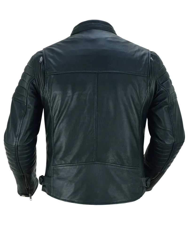 DS Men's Lightweight Drum Dyed Naked Lambskin Crossover Scooter - Black