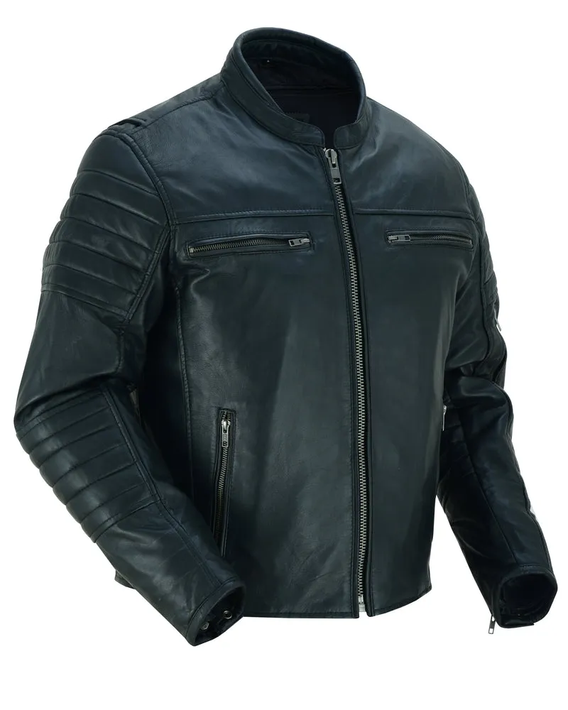 DS Men's Lightweight Drum Dyed Naked Lambskin Crossover Scooter - Black