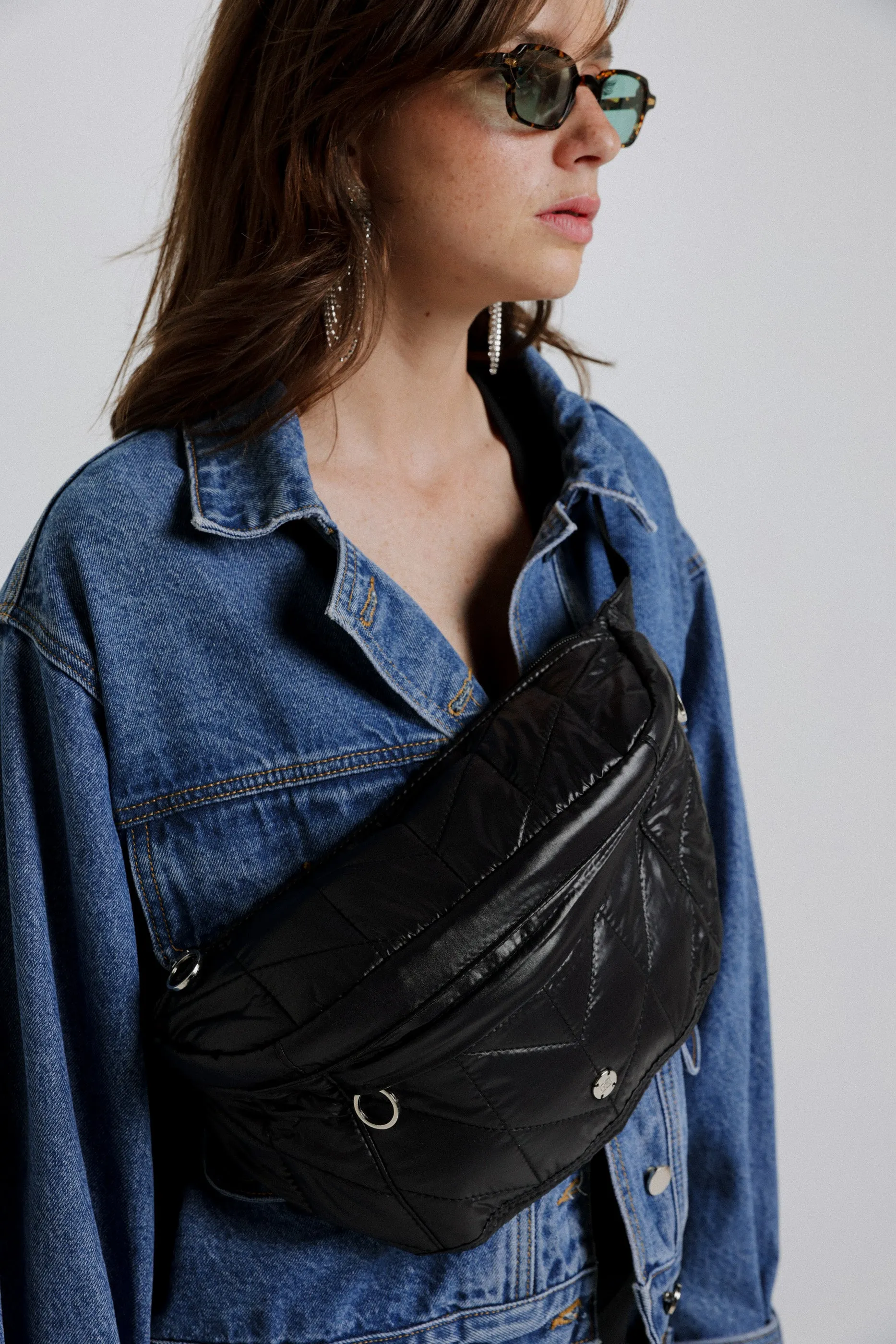 EE Black Quilt Belt Bag