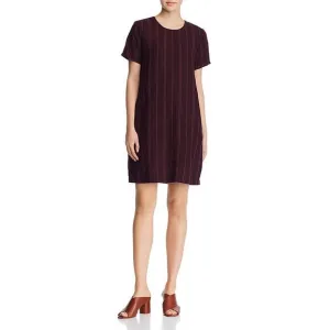 Eileen Fisher 100% Linen Knee Length Dress Striped Purple Size XLarge