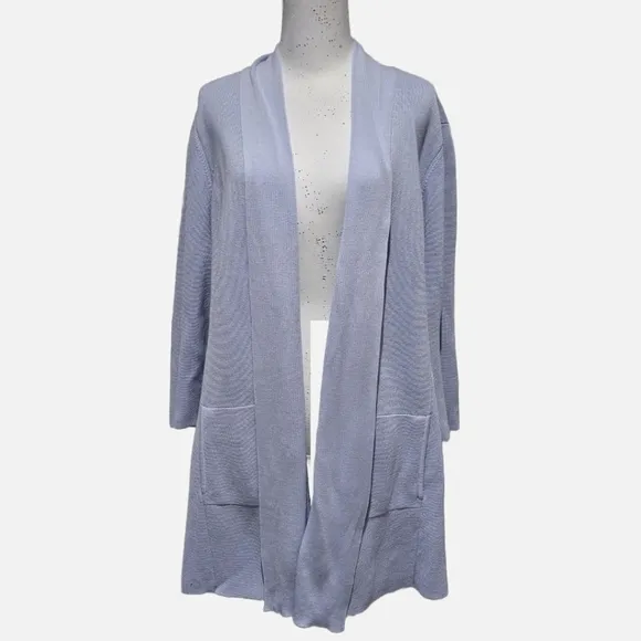 Eileen Fisher 2-Piece Silk/Organic Cotton Open Front Cardigan   Tank Top Set