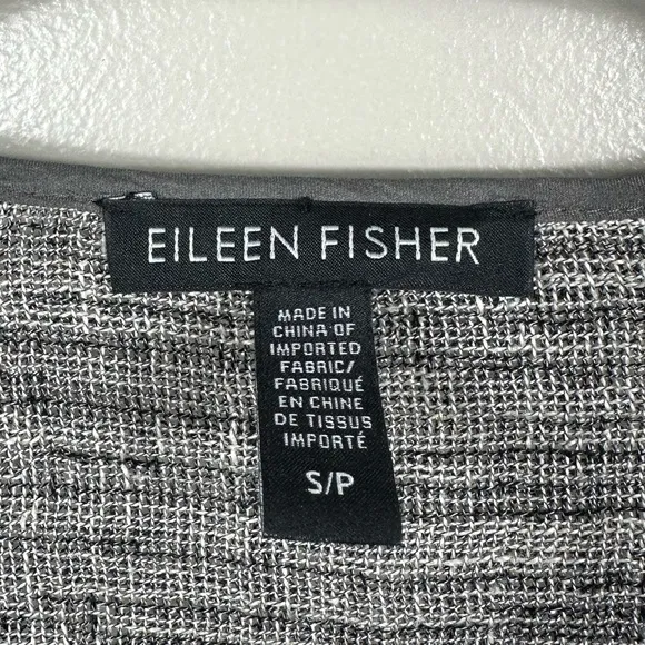 Eileen Fisher Black / Gray Organic Linen Gauze Strata Kimono Cardigan - Small