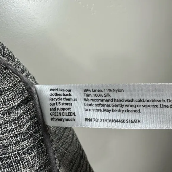 Eileen Fisher Black / Gray Organic Linen Gauze Strata Kimono Cardigan - Small