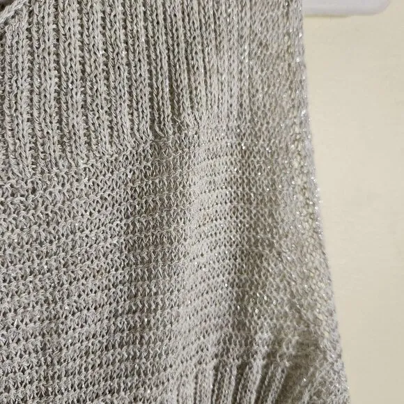 Eileen Fisher Green Eileen Sleeveless Linen Metallic Knit Tunic Sweater Size M