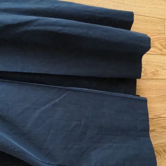 Eileen Fisher Linen Blend Open Front High Collar Coat in Midnight Blue Size M