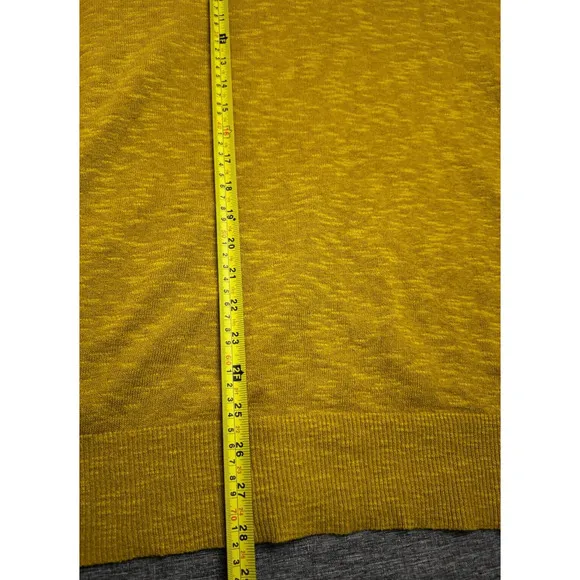 Eileen Fisher Organic Cotton Linen Slub Hooded Top Pullover Mustard Size Large