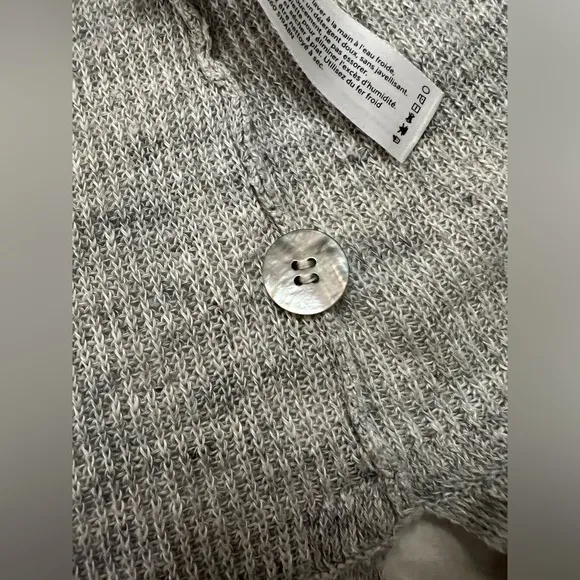Eileen Fisher Organic Linen Longline Duster Cardigan in Grey Pockets size Medium