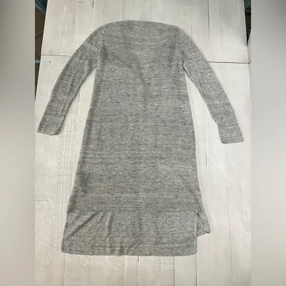 Eileen Fisher Organic Linen Longline Duster Cardigan in Grey Pockets size Medium