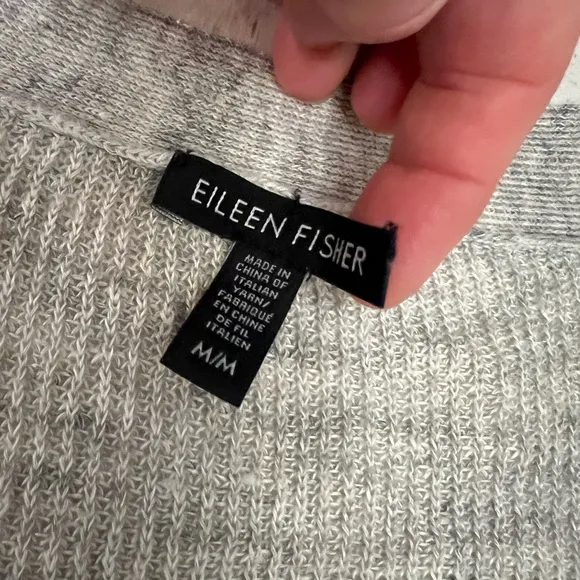Eileen Fisher Organic Linen Longline Duster Cardigan in Grey Pockets size Medium