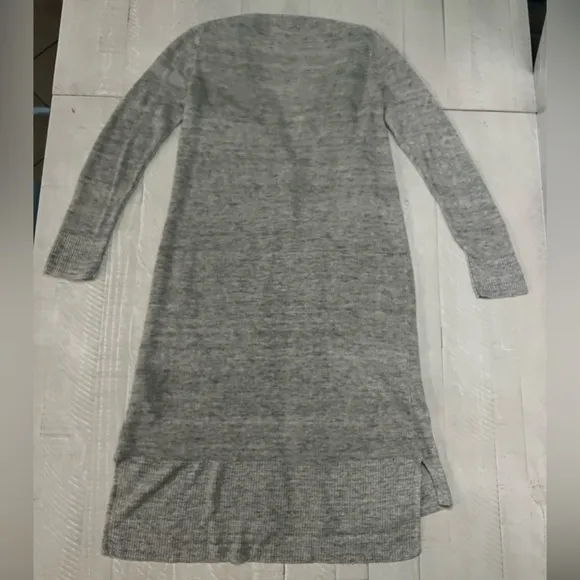 Eileen Fisher Organic Linen Longline Duster Cardigan in Grey Pockets size Medium