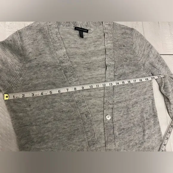 Eileen Fisher Organic Linen Longline Duster Cardigan in Grey Pockets size Medium