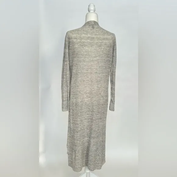 Eileen Fisher Organic Linen Longline Duster Cardigan in Grey Pockets size Medium
