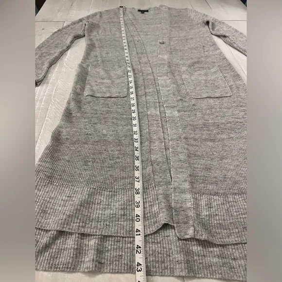 Eileen Fisher Organic Linen Longline Duster Cardigan in Grey Pockets size Medium