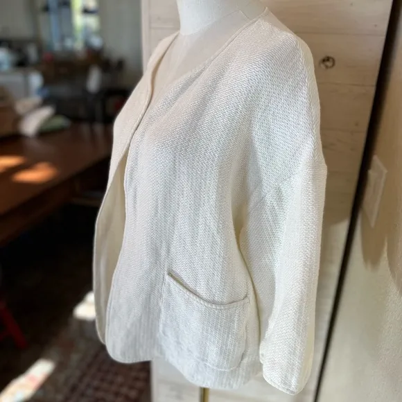 Eileen Fisher, the Fisher Project SZ Med linen cotton blend short sleeve jacket.