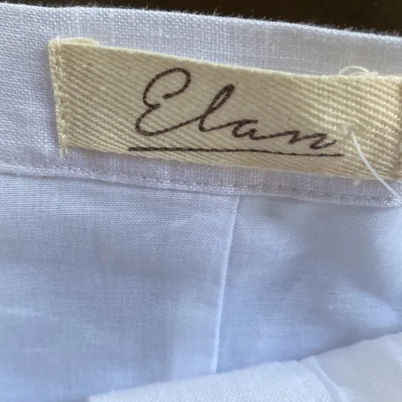 Elan Button-Down Linen-Blend Midi Skirt