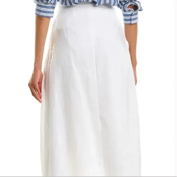 Elan Button-Down Linen-Blend Midi Skirt