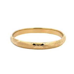 Estate Engraved Oval Bangle in 14K Yellow Gold