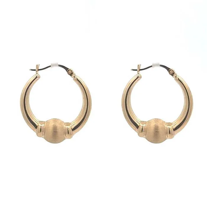 Estate Fancy Hoop Earrings in 14K Yellow Gold