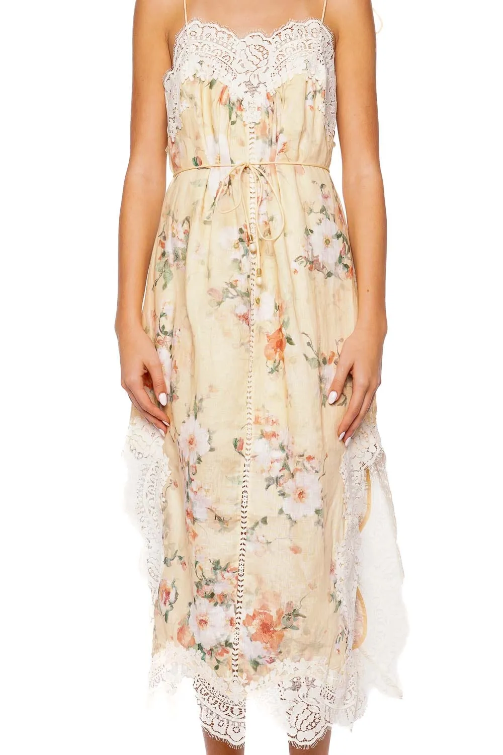 Everley Lace Trim Slip Midi Dress