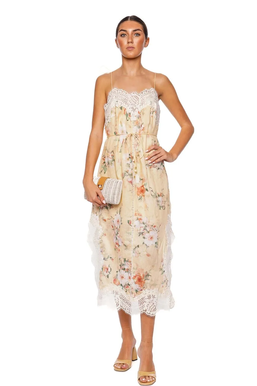 Everley Lace Trim Slip Midi Dress