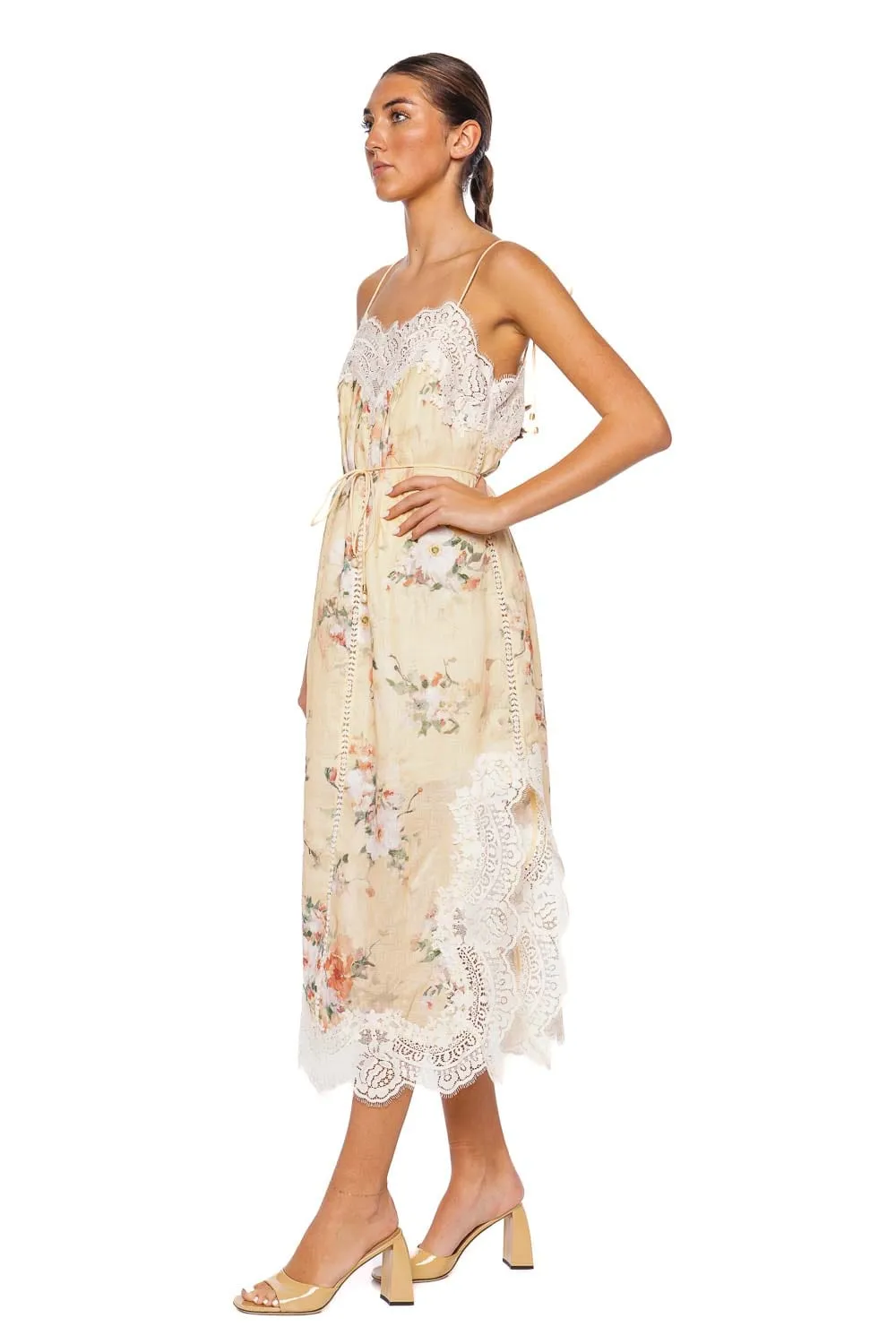 Everley Lace Trim Slip Midi Dress