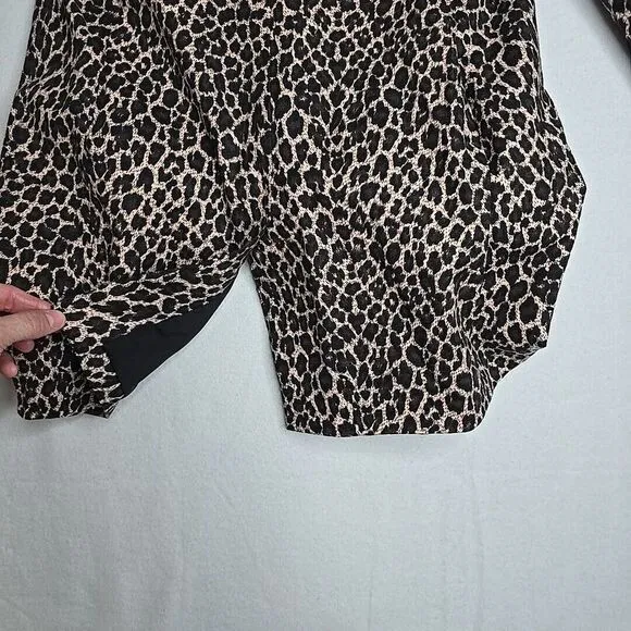 EXPRESS LEOPARD PRINT BOYFRIEND BLAZER Small Women's Linen-Blend Work Business