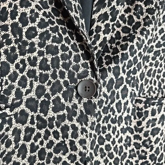 EXPRESS LEOPARD PRINT BOYFRIEND BLAZER Small Women's Linen-Blend Work Business