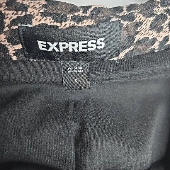 EXPRESS LEOPARD PRINT BOYFRIEND BLAZER Small Women's Linen-Blend Work Business