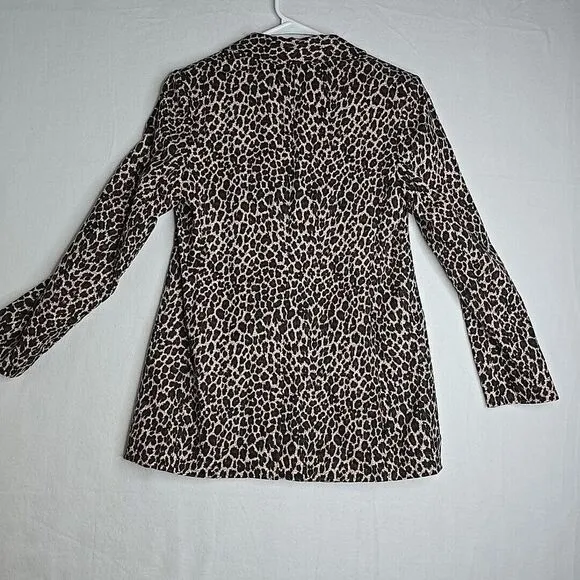 EXPRESS LEOPARD PRINT BOYFRIEND BLAZER Small Women's Linen-Blend Work Business