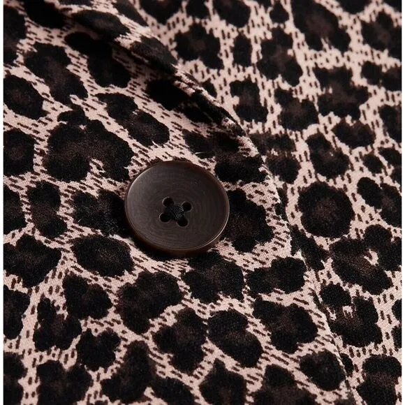 EXPRESS LEOPARD PRINT BOYFRIEND BLAZER Small Women's Linen-Blend Work Business