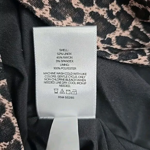 EXPRESS LEOPARD PRINT BOYFRIEND BLAZER Small Women's Linen-Blend Work Business