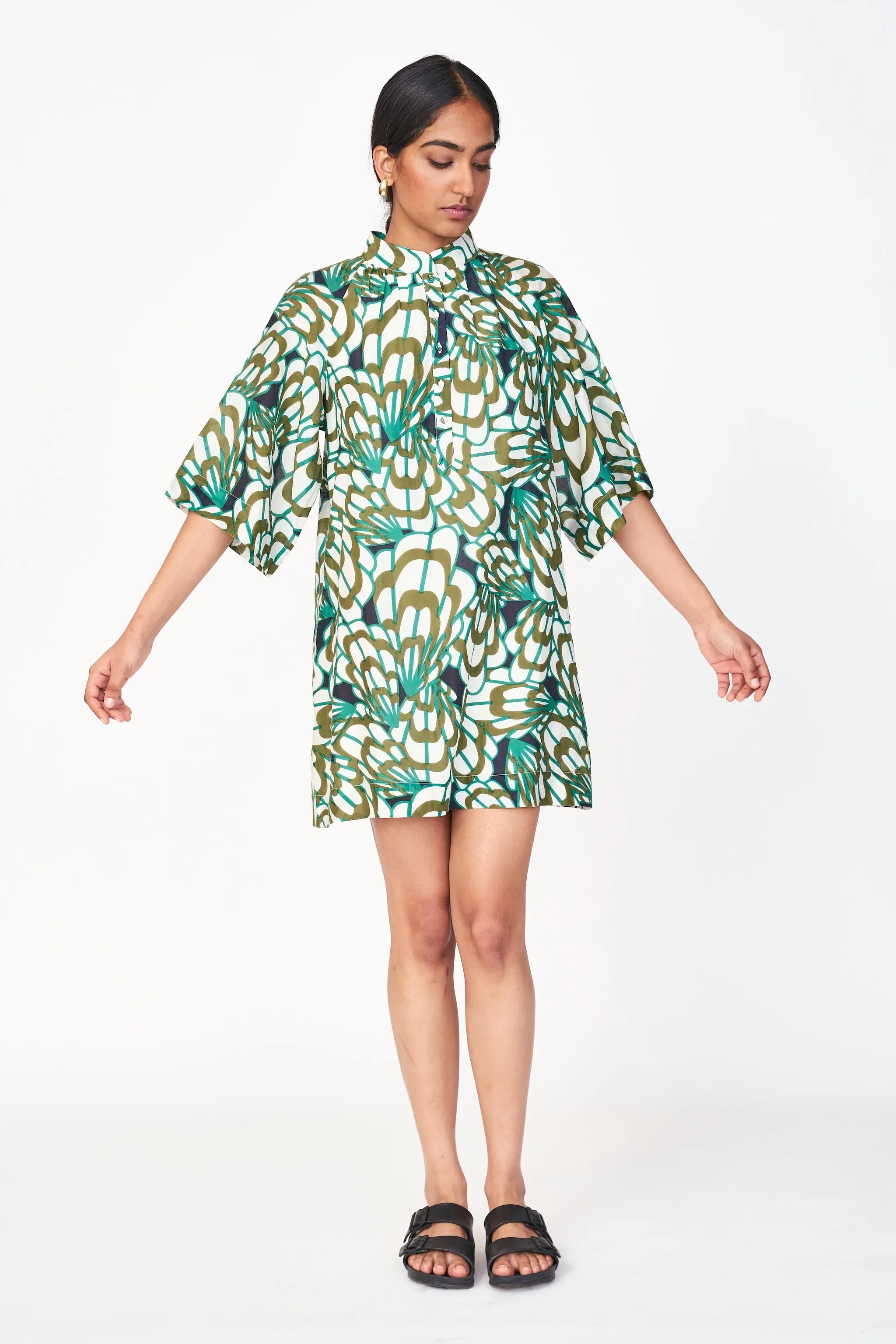 Faro Short Dress in Moss Shell