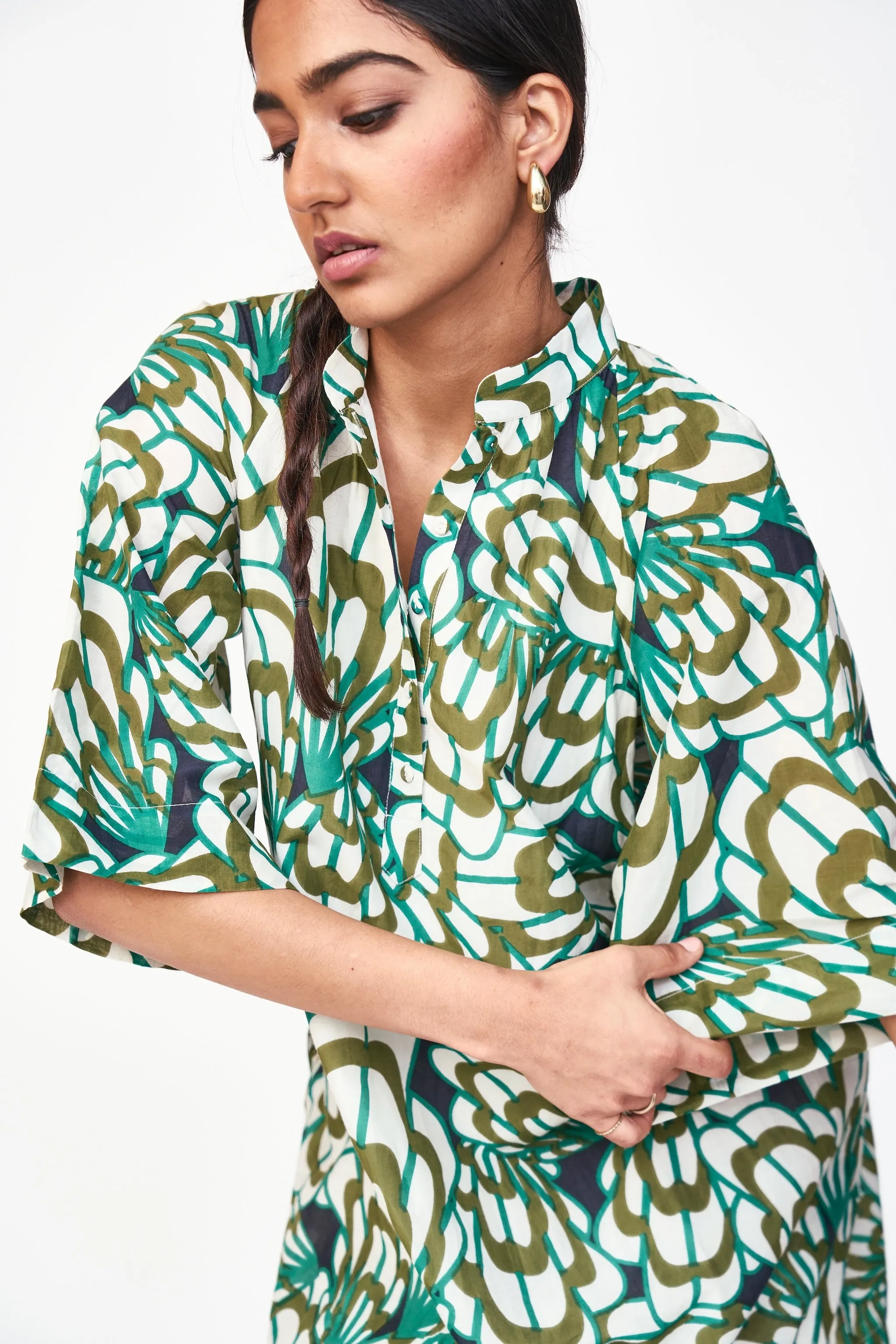 Faro Short Dress in Moss Shell