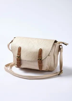Faux leather satchel bag with shoulder strap