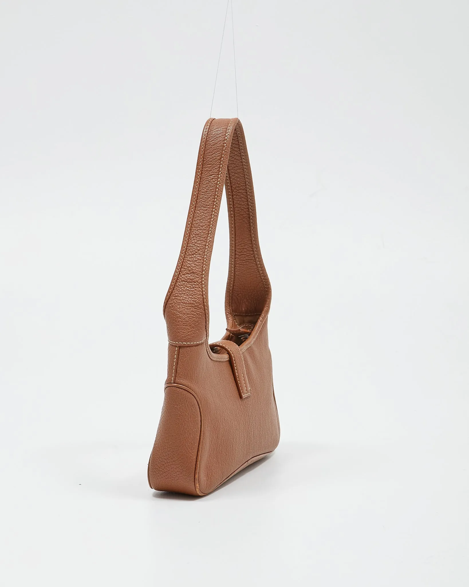 Ferragamo Tan Pebbled Leather Shoulder Bag