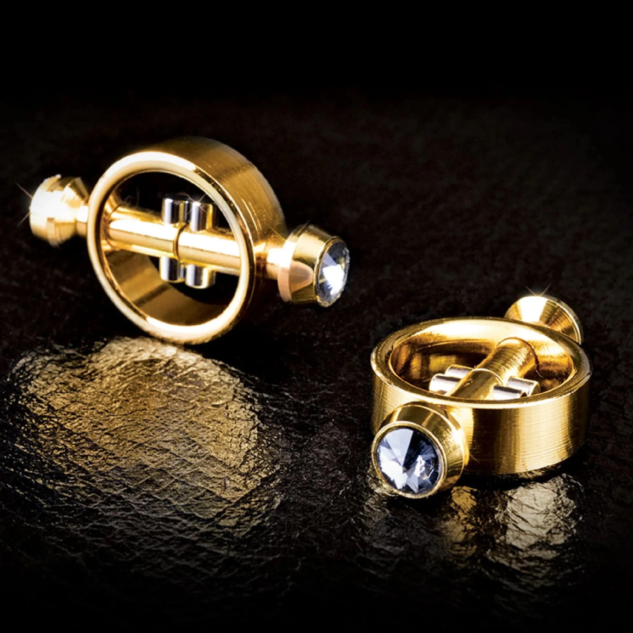 Fetish Fantasy Gold Magnetic Nipple Clamps with Diamond Tips