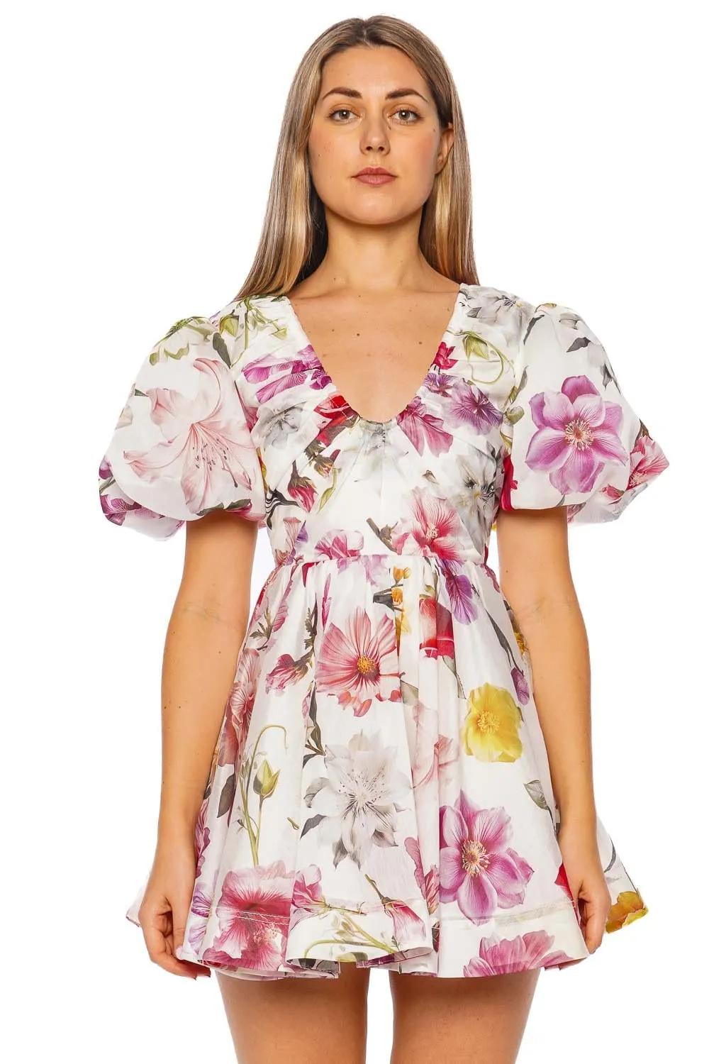 Fleur Floral Puff Sleeve Mini Dress
