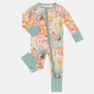 Floral Print Bamboo Zippered Footie Pajamas