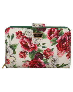 Floral Print Bifold Continental Wallet with Zipper Closure One Size Women