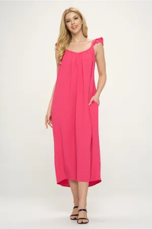 Flutter Cap Sleeves Pockets Woven Dress