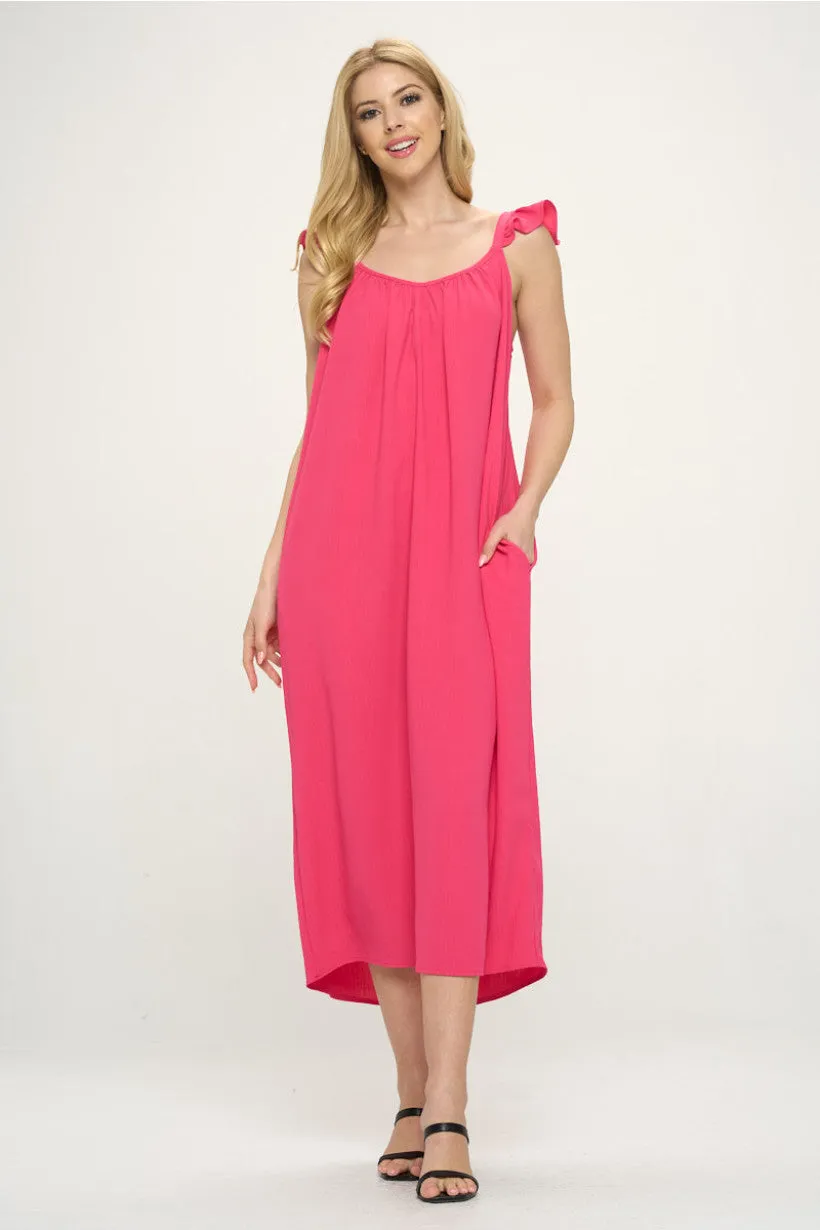 Flutter Cap Sleeves Pockets Woven Dress