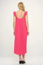 Flutter Cap Sleeves Pockets Woven Dress